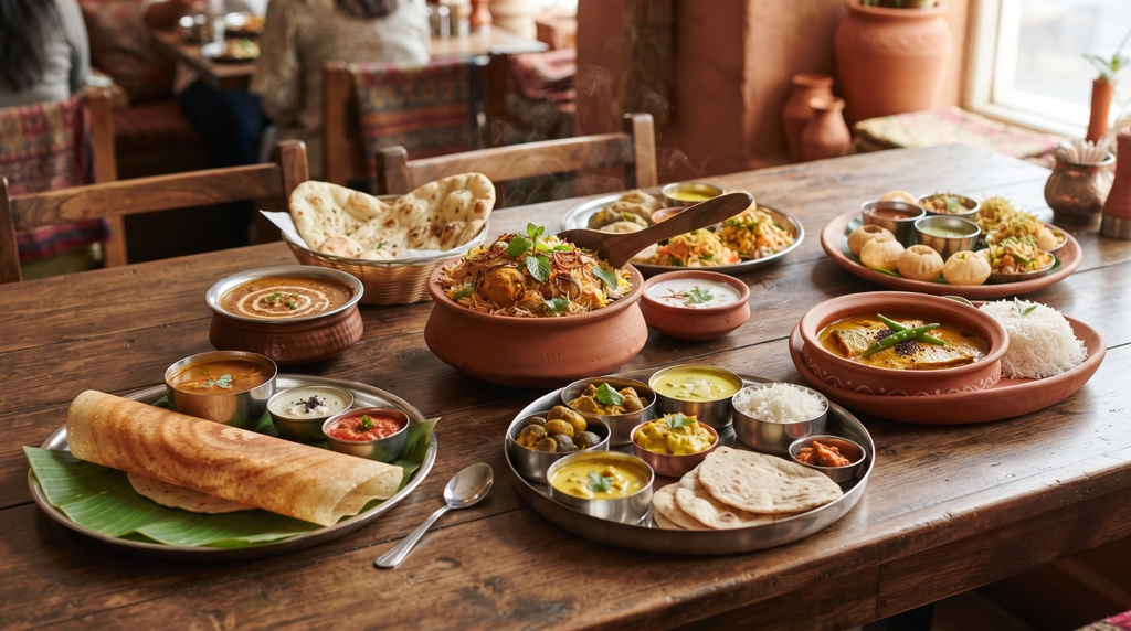 Regional Indian dishes including Punjabi, Kerala and South Indian food